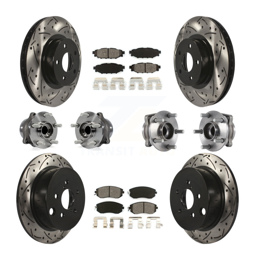 Hub Bearing Coated Disc Brake Rotor Pad Front Rear Kit (10Pc) For Subaru Impreza
