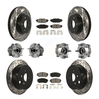 Hub Bearing Coated Disc Brake Rotor Pad Front Rear Kit (10Pc) For Subaru Impreza