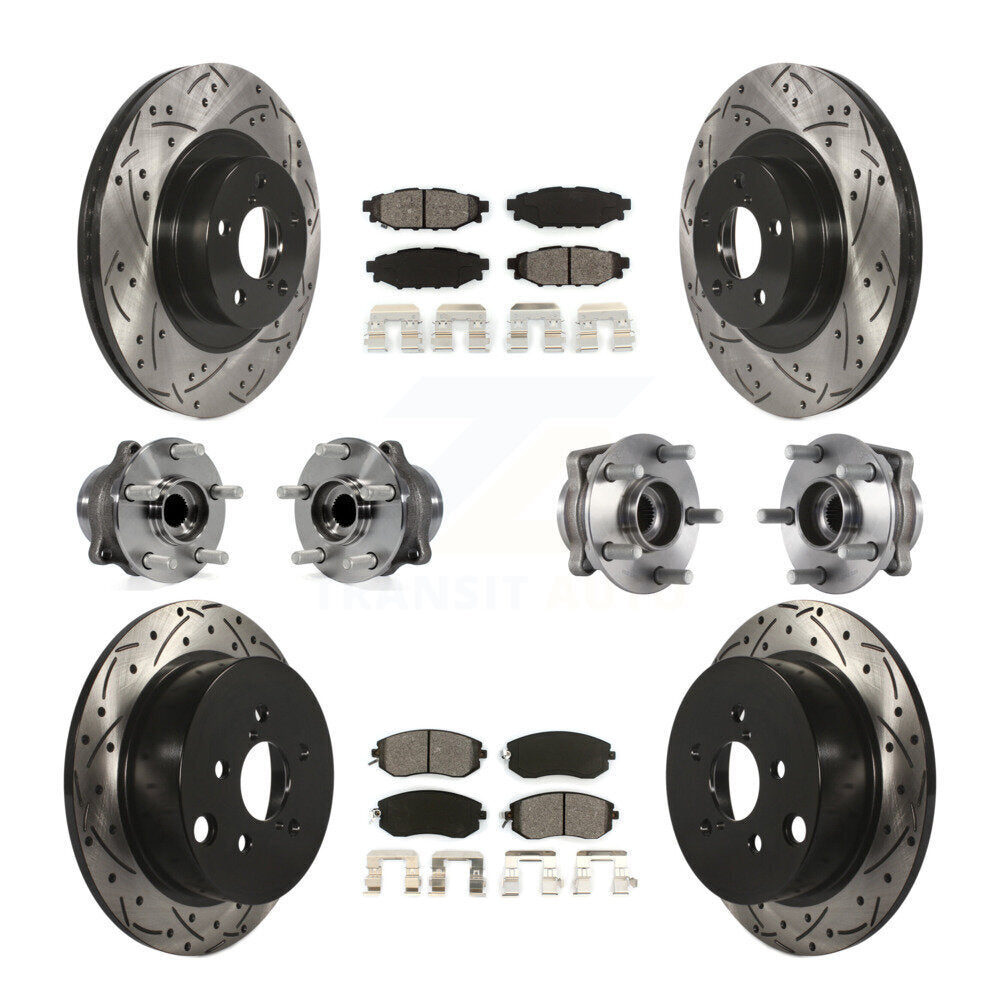 Hub Bearing Coated Brake Rotor Pads Front Rear Kit (10Pc) For Subaru Forester XV