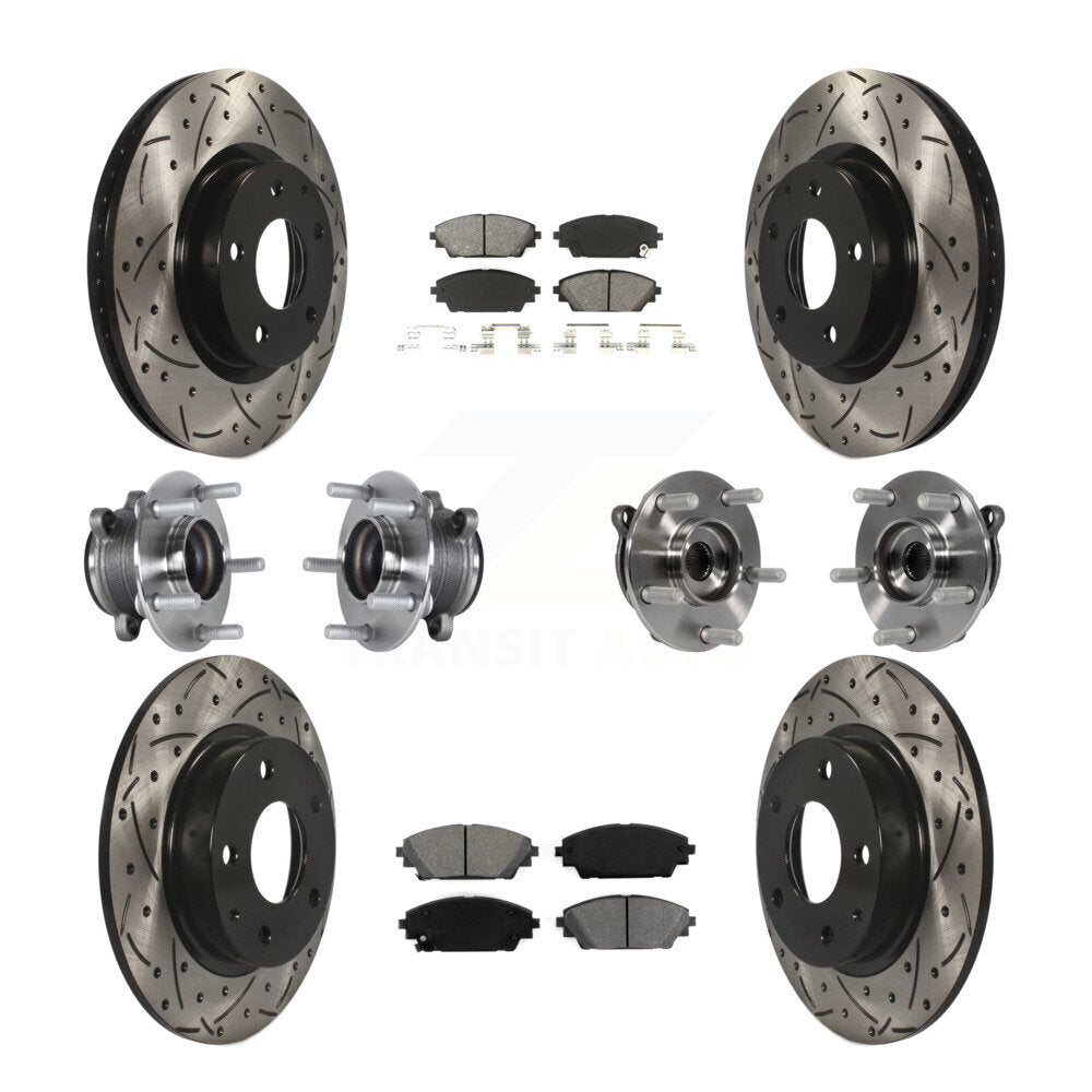 Hub Bearing Coated Disc Brake Rotor Pads Front Rear Kit (10Pc) For Mazda 3 Sport