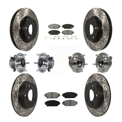 Hub Bearing Coated Disc Brake Rotor Pads Front Rear Kit (10Pc) For Mazda 3 Sport