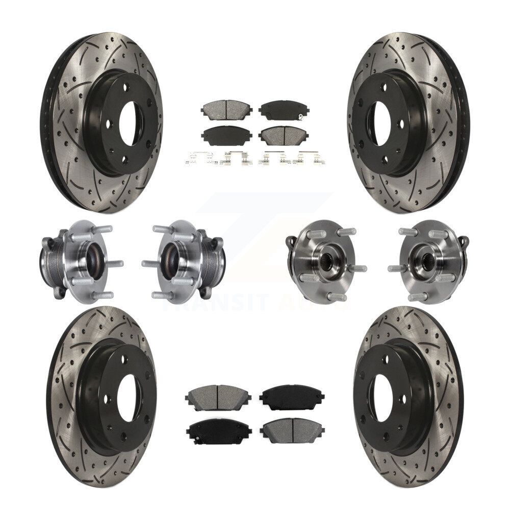 Hub Bearing Coated Disc Brake Rotor Pads Front Rear Kit (10Pc) For Mazda 3 Sport