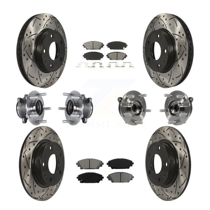 Hub Bearing Coated Disc Brake Rotor Pads Front Rear Kit (10Pc) For Mazda 3 Sport
