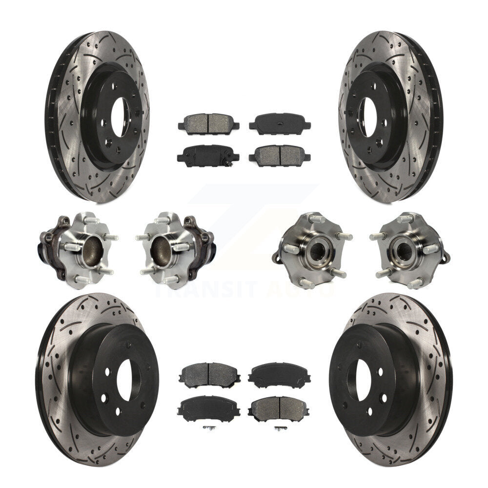 Hub Bearing Coated Brake Rotor Pads Front Rear Kit (10Pc) For Nissan Rogue Sport