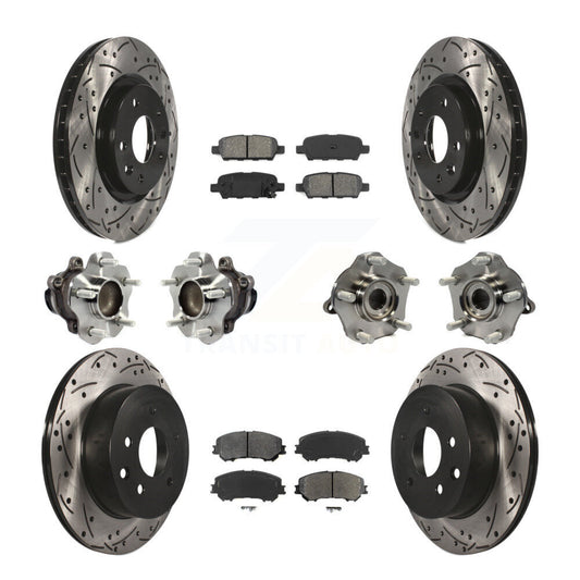 Hub Bearing Coated Brake Rotor Pads Front Rear Kit (10Pc) For Nissan Rogue Sport