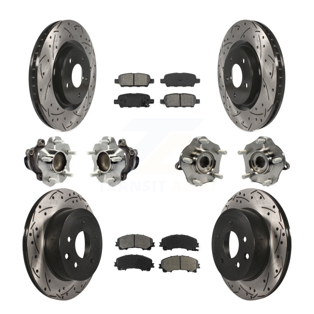 Hub Bearing Coated Disc Brake Rotor & Pad Front Rear Kit (10Pc) For Nissan Rogue
