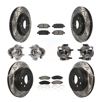 Hub Bearing Coated Disc Brake Rotor & Pads Front Rear Kit (10Pc) For Nissan LEAF