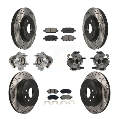Hub Bearing Coated Disc Brake Rotor & Pads Front Rear Kit (10Pc) For Nissan LEAF