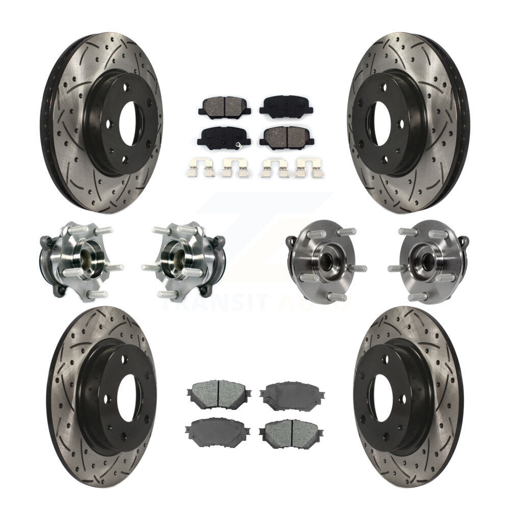 Hub Bearing Coated Disc Brake Rotor Pads Front Rear Kit (10Pc) For Mazda 3 Sport