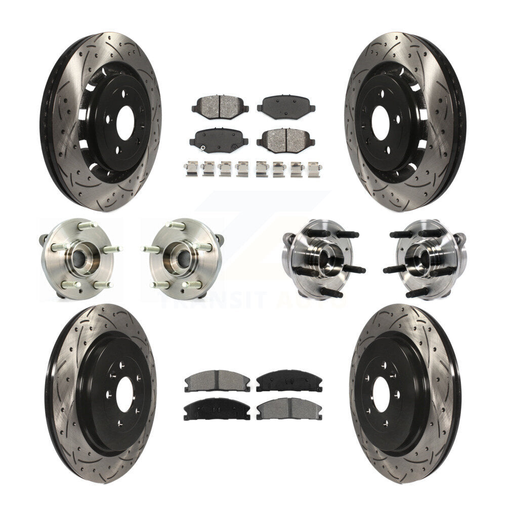 Hub Bearing Coated Brake Rotor Pads Front Rear Kit (10Pc) For Ford Taurus Police