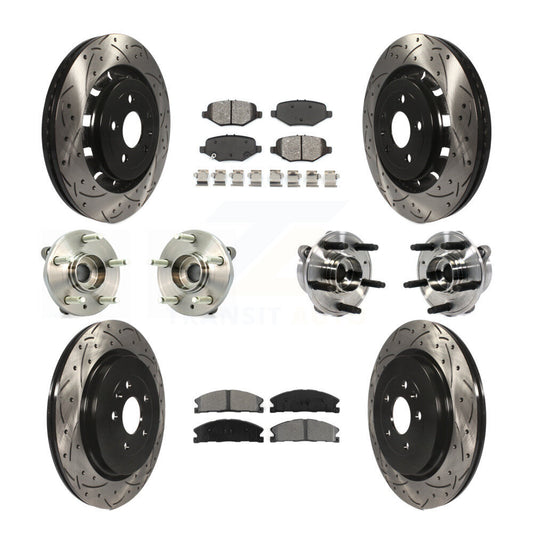 Hub Bearing Coated Brake Rotor Pads Front Rear Kit (10Pc) For Ford Taurus Police