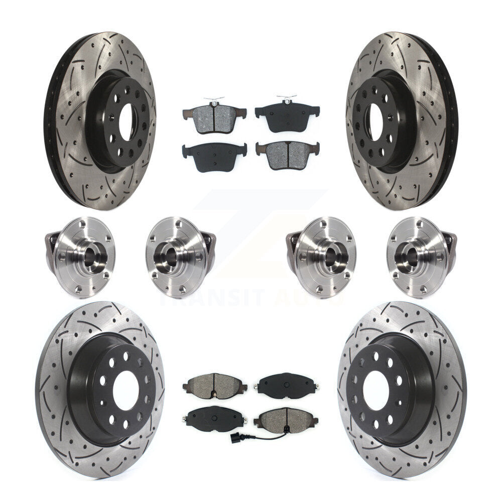 Hub Bearing Coated Brake Rotor And Pad Front Rear Kit (10Pc) For Audi TT Quattro