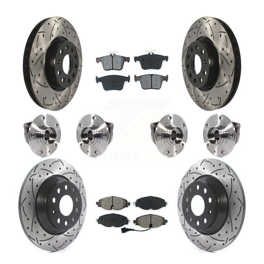 Hub Bearing Coated Brake Rotor And Pad Front Rear Kit (10Pc) For Audi TT Quattro