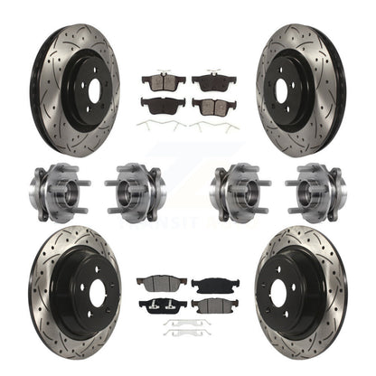 Hub Bearing Coat Brake Rotor Pad Front Rear Kit (10Pc) For Ford Edge Lincoln MKX