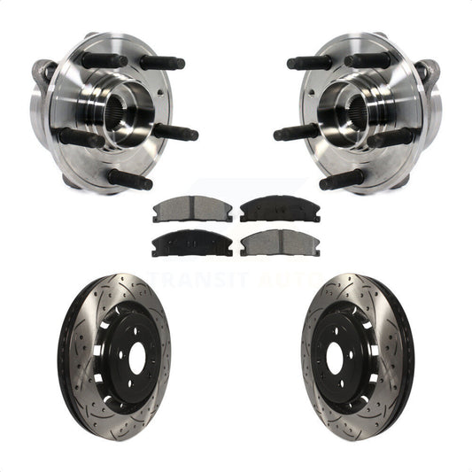 Hub Bearing Drilled Slot Brake Rotor Pads Front Kit For Ford Taurus Police Sedan