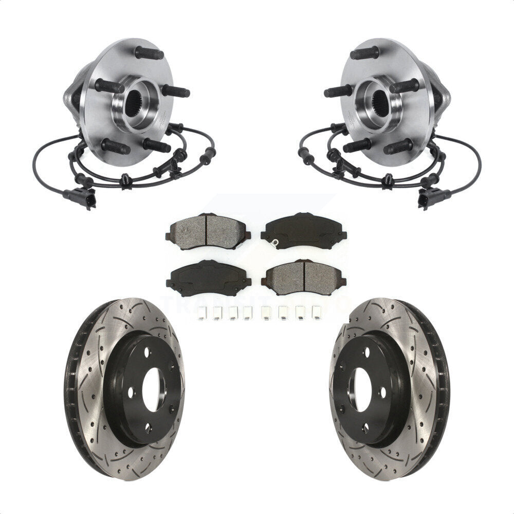 Hub Bearing Assembly Coat Drill Slot Brake Rotor Pad Front Kit For Jeep Wrangler