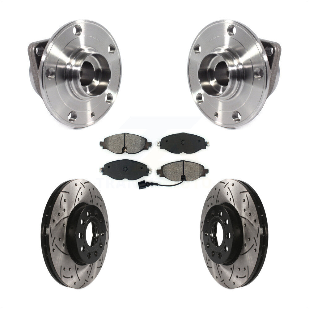 Hub Bearing Drill Slot Brake Rotor Pads Front Kit For Volkswagen Jetta Taos Golf