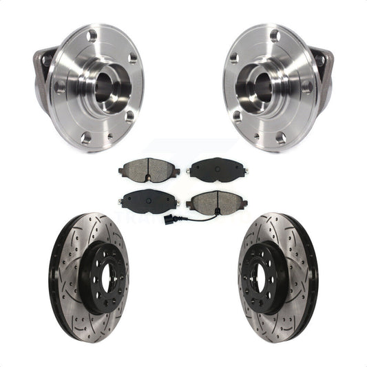 Hub Bearing Drill Slot Brake Rotor Pads Front Kit For Volkswagen Jetta Taos Golf