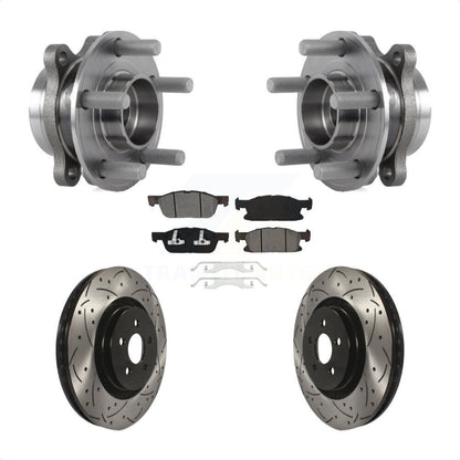 Hub Bearing Drill Slot Brake Rotor Pads Front Kit For Ford Edge Lincoln Nautilus