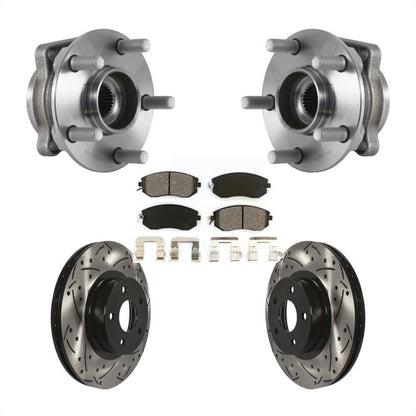 Hub Bearing Assembly Drilled Slot Brake Rotor & Pad Front Kit For Subaru Impreza