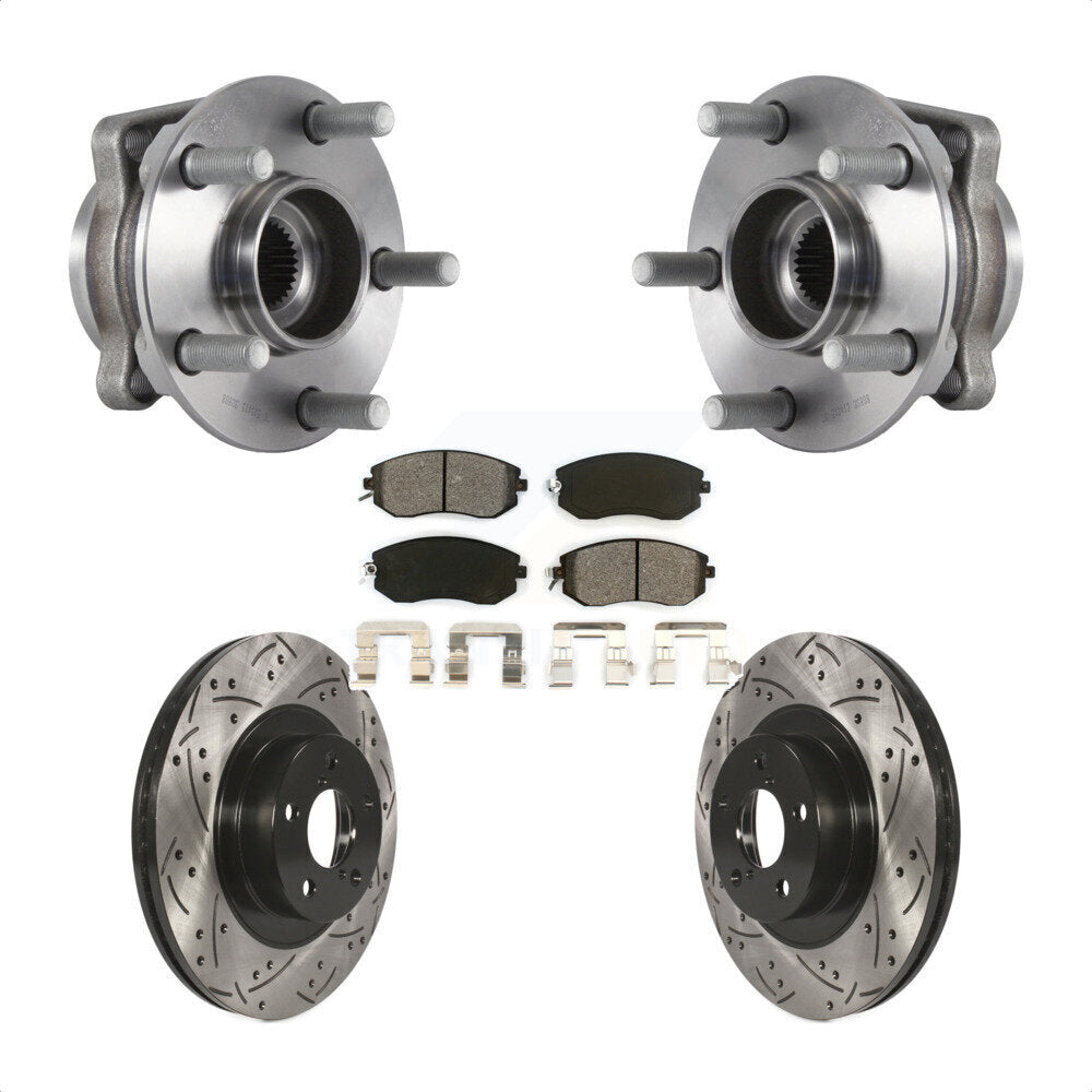 Hub Bearing Drilled Slot Brake Rotor Pad Front Kit For Subaru Forester Crosstrek