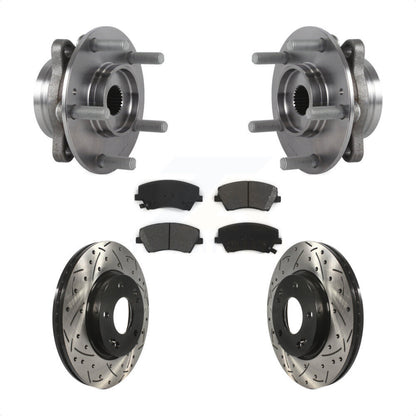 Hub Bearing Assembly Drilled Slot Brake Rotor Pads Front Kit For Hyundai Elantra