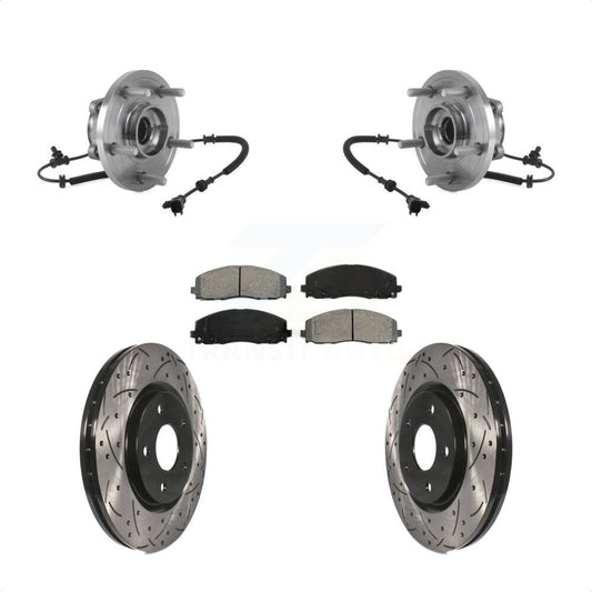 Hub Bearing Drilled Slot Brake Rotor & Pad Front Kit For Chrysler Pacifica Grand