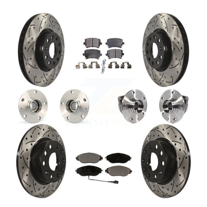 Hub Bearing Coated Disc Brake Rotor Pad Front Rear Kit (10Pc) For Volkswagen GTI