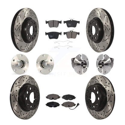 Hub Bearing Coated Brake Rotor & Pad Front Rear Kit (10Pc) For Audi A3 Sportback