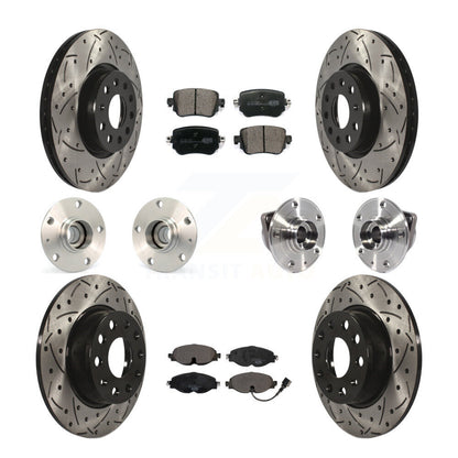 Hub Bearing Coated Disc Brake Rotor Pad Front Rear Kit (10Pc) For Volkswagen GTI