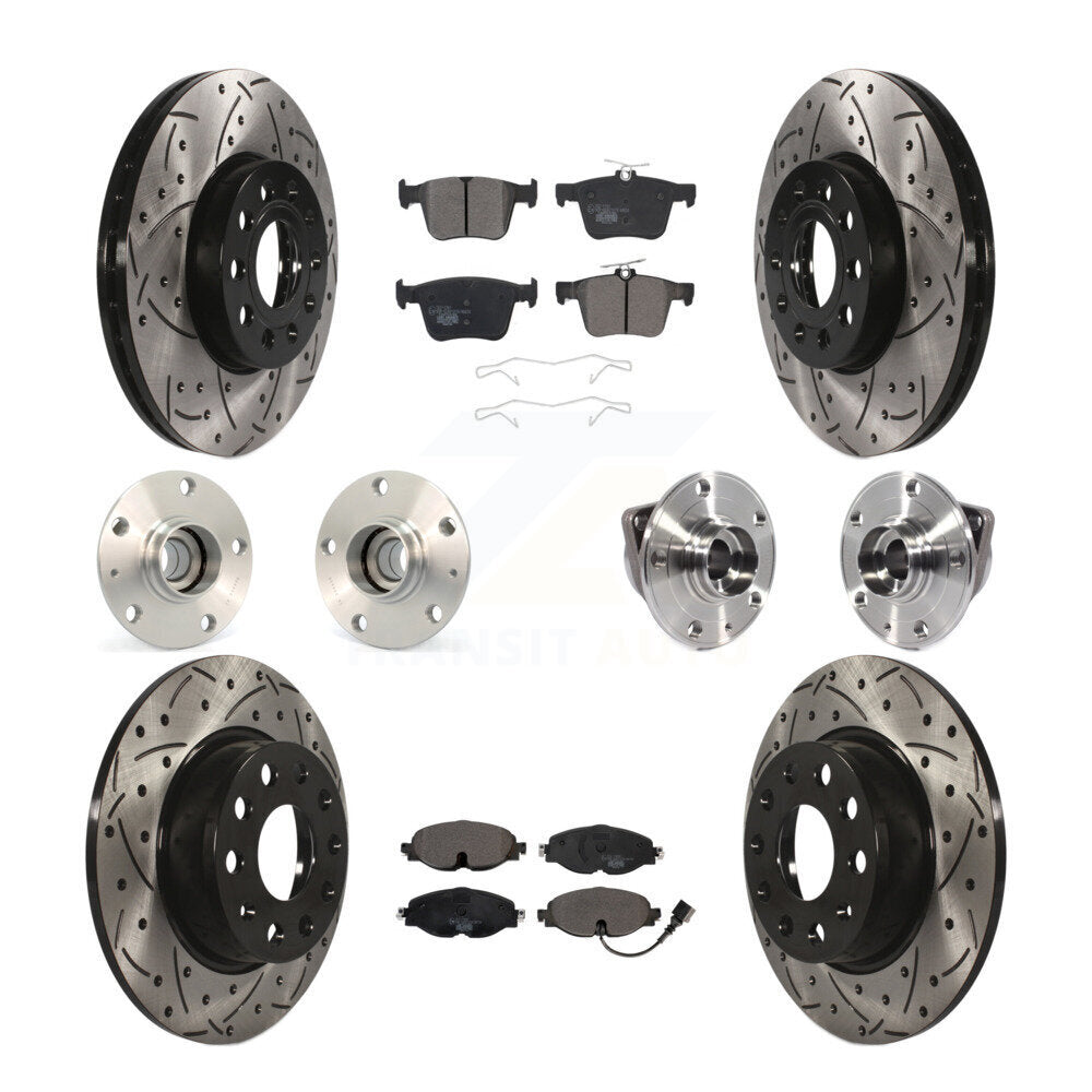 Hub Bearing Coated Brake Rotor & Pad Front Rear Kit (10Pc) For 2016 Audi A3 2.0L