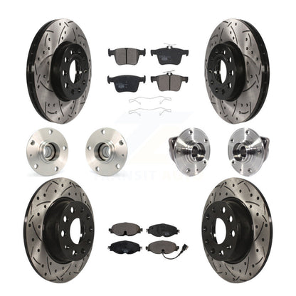 Hub Bearing Coated Brake Rotor & Pad Front Rear Kit (10Pc) For 2016 Audi A3 2.0L