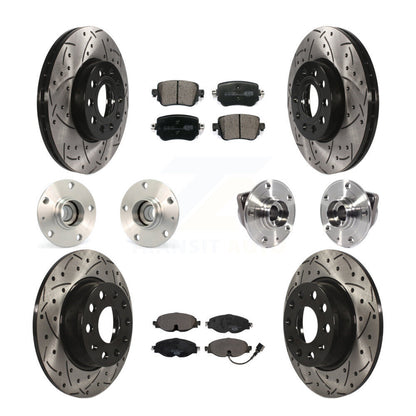 Hub Bearing Coated Brake Rotor And Pad Front Rear Kit (10Pc) For Volkswagen Golf
