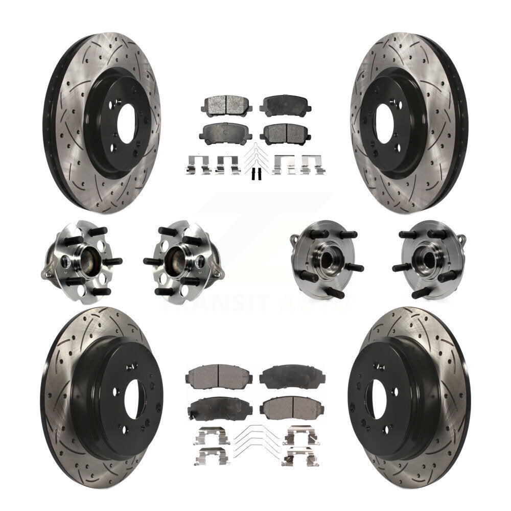 Hub Bearing Coated Brake Rotor Pad Front Rear Kit (10Pc) For 11-14 Honda Odyssey