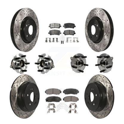 Hub Bearing Coated Brake Rotor Pad Front Rear Kit (10Pc) For 11-14 Honda Odyssey