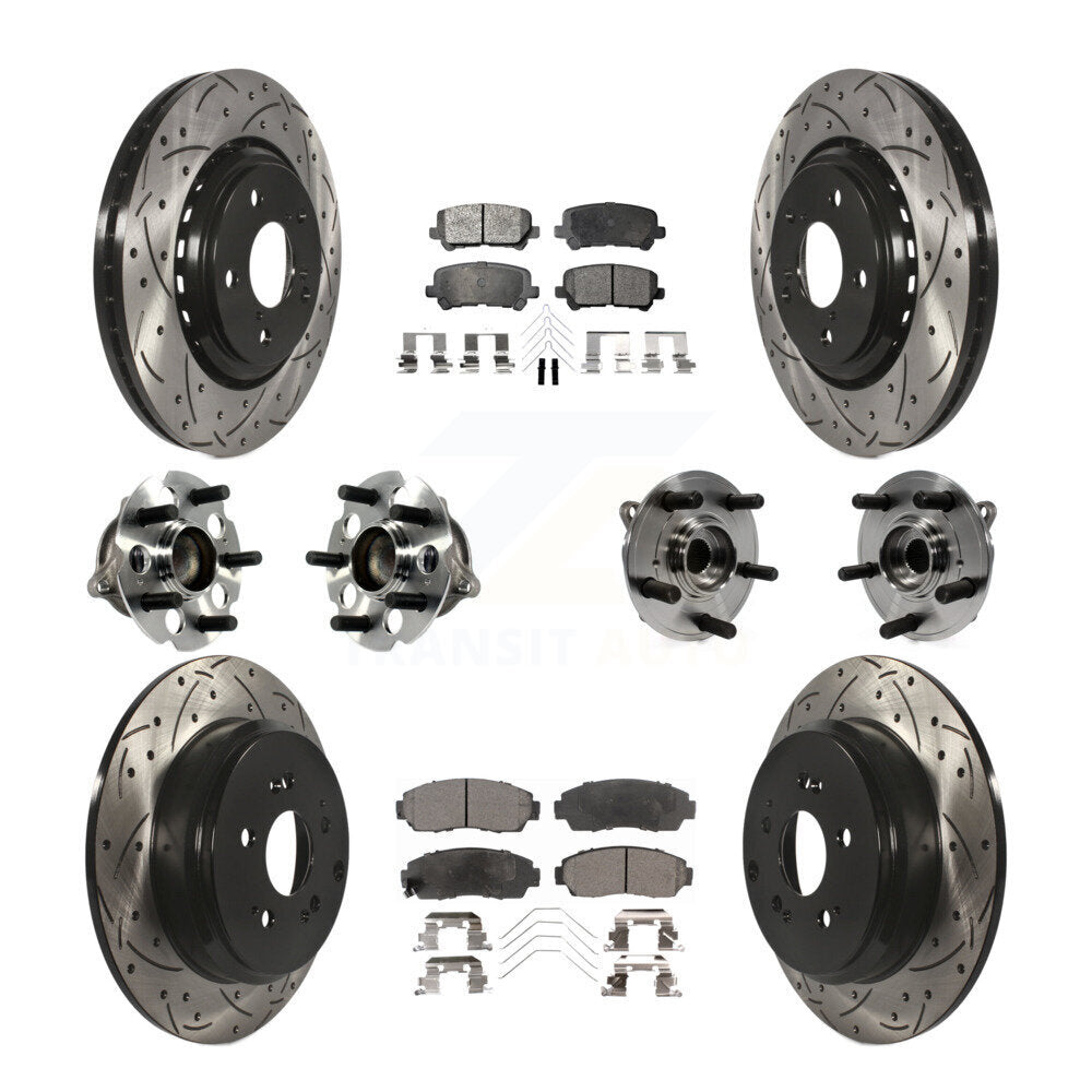 Hub Bearing Coated Brake Rotor Pad Front Rear Kit (10Pc) For 15-17 Honda Odyssey
