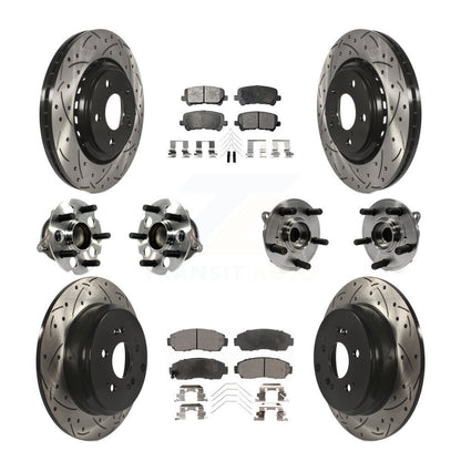 Hub Bearing Coated Brake Rotor Pad Front Rear Kit (10Pc) For 15-17 Honda Odyssey