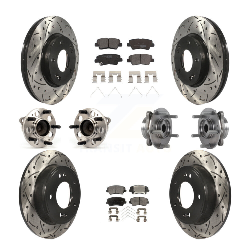 Hub Bearing Coat Brake Rotor Pad Front Rear Kit (10Pc) For 17 Hyundai Elantra GT