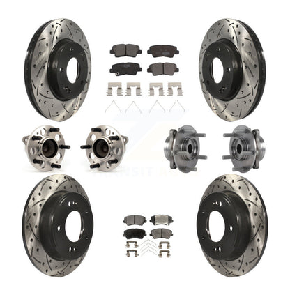 Hub Bearing Coat Brake Rotor Pad Front Rear Kit (10Pc) For 17 Hyundai Elantra GT
