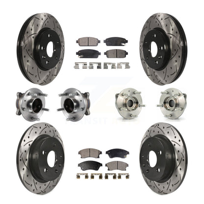 Hub Bearing Coated Brake Rotor And Pad Front Rear Kit (10Pc) For Chevrolet Cruze