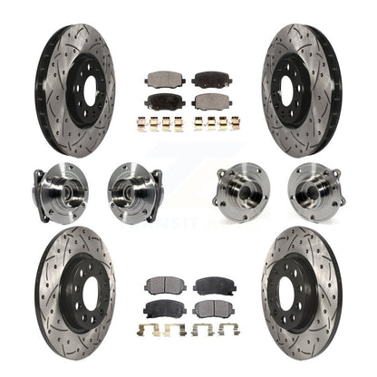 Hub Bearing Coated Brake Rotor & Pads Front Rear Kit (10Pc) For Chrysler 200 FWD