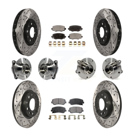 Hub Bearing Coated Brake Rotor & Pads Front Rear Kit (10Pc) For Chrysler 200 FWD