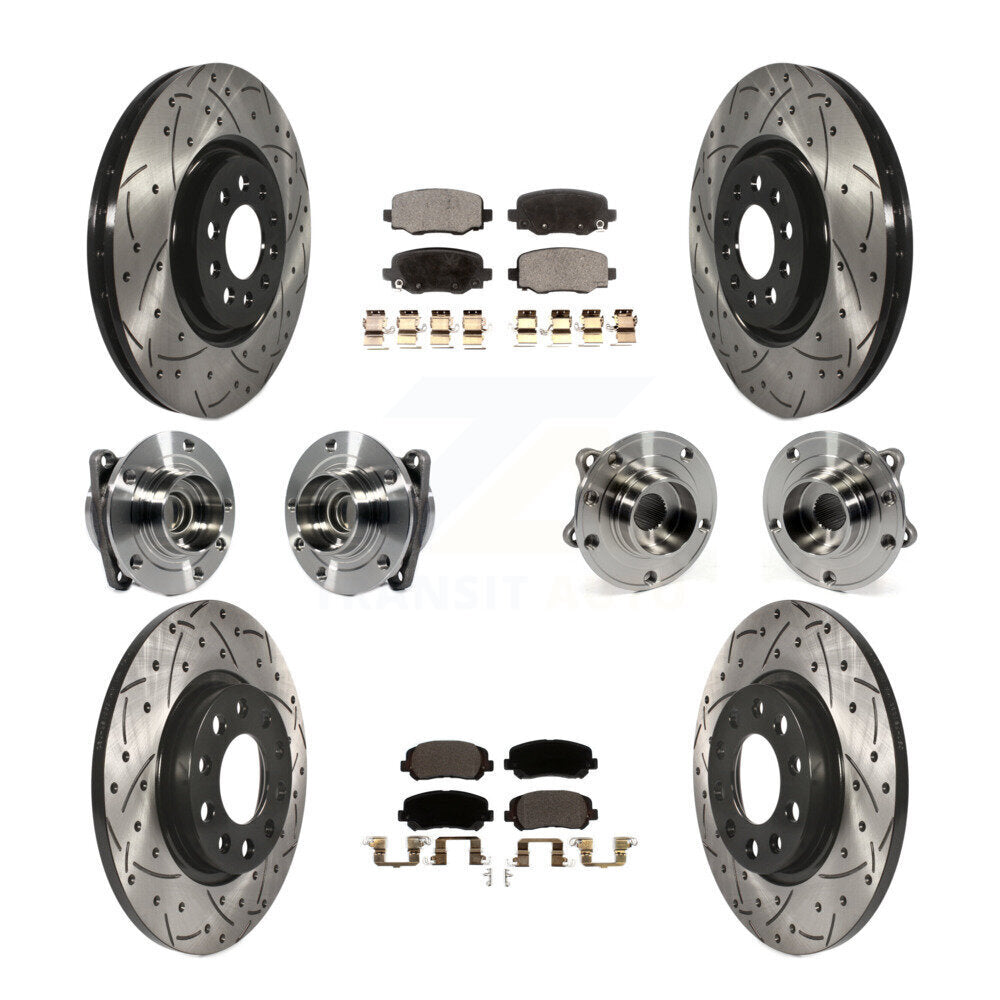 Hub Bearing Coated Brake Rotor & Pads Front Rear Kit (10Pc) For Chrysler 200 FWD
