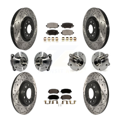Hub Bearing Coated Brake Rotor & Pads Front Rear Kit (10Pc) For Chrysler 200 FWD