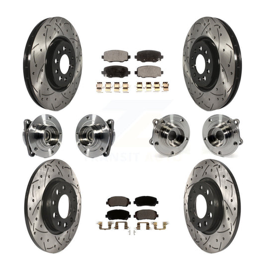 Hub Bearing Coated Brake Rotor & Pads Front Rear Kit (10Pc) For Chrysler 200 FWD