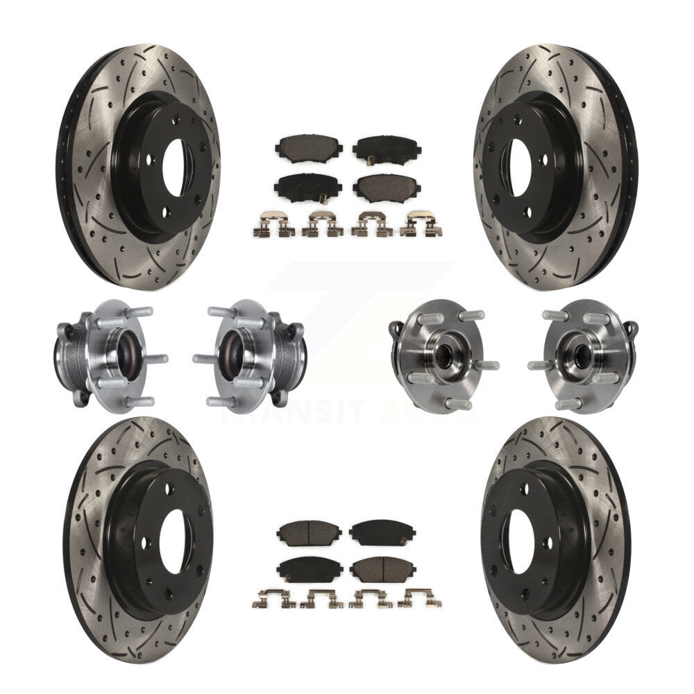 Hub Bearing Coated Disc Brake Rotor Pads Front Rear Kit (10Pc) For Mazda 3 Sport