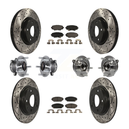 Hub Bearing Coated Disc Brake Rotor Pads Front Rear Kit (10Pc) For Mazda 3 Sport