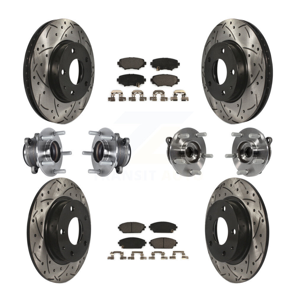 Hub Bearing Coated Disc Brake Rotor Pads Front Rear Kit (10Pc) For Mazda 3 Sport