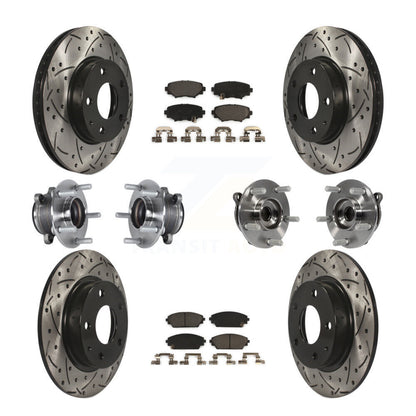 Hub Bearing Coated Disc Brake Rotor Pads Front Rear Kit (10Pc) For Mazda 3 Sport
