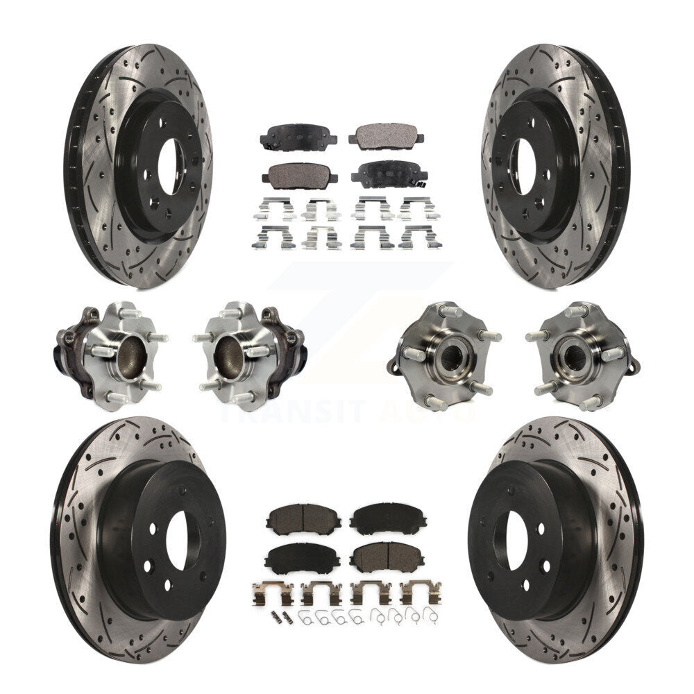 Hub Bearing Coated Brake Rotor Pads Front Rear Kit (10Pc) For Nissan Rogue Sport